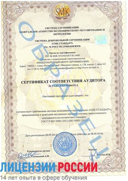 Образец сертификата соответствия аудитора №ST.RU.EXP.00006191-2 Терней Сертификат ISO 50001